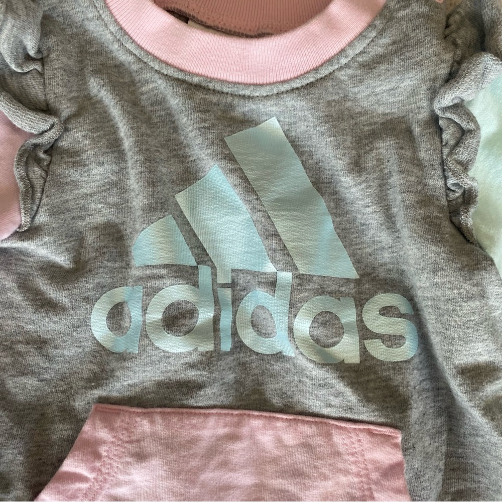 adidas kids grey pink and blue jumpsuit onesie 3M - Picture 7 of 7